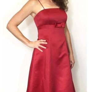 Davids Bridal Apple Empire Spaghetti Strap Bridesmaid Prom‎ Dress Sz 6
